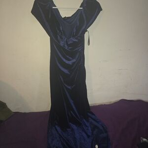 SHEIN Deep Blue Velvet Maxi Dress Large